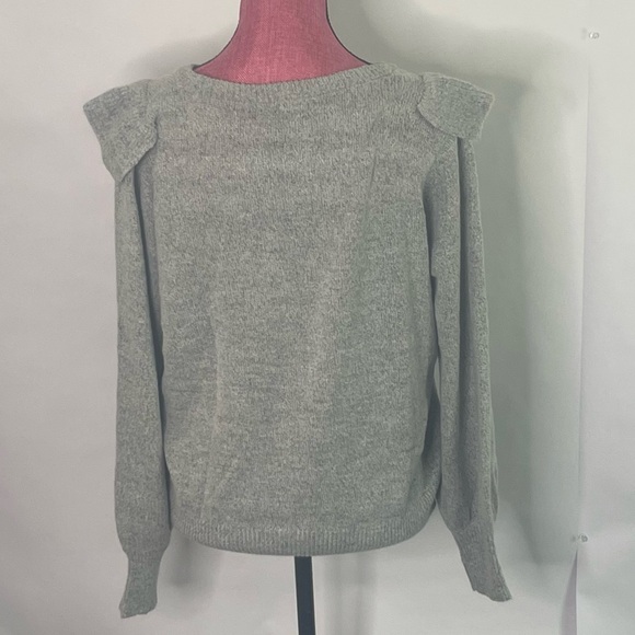🆕 Adrienne Vittadini gray fall sweater ruffle womens size Large office preppy - Picture 6 of 12